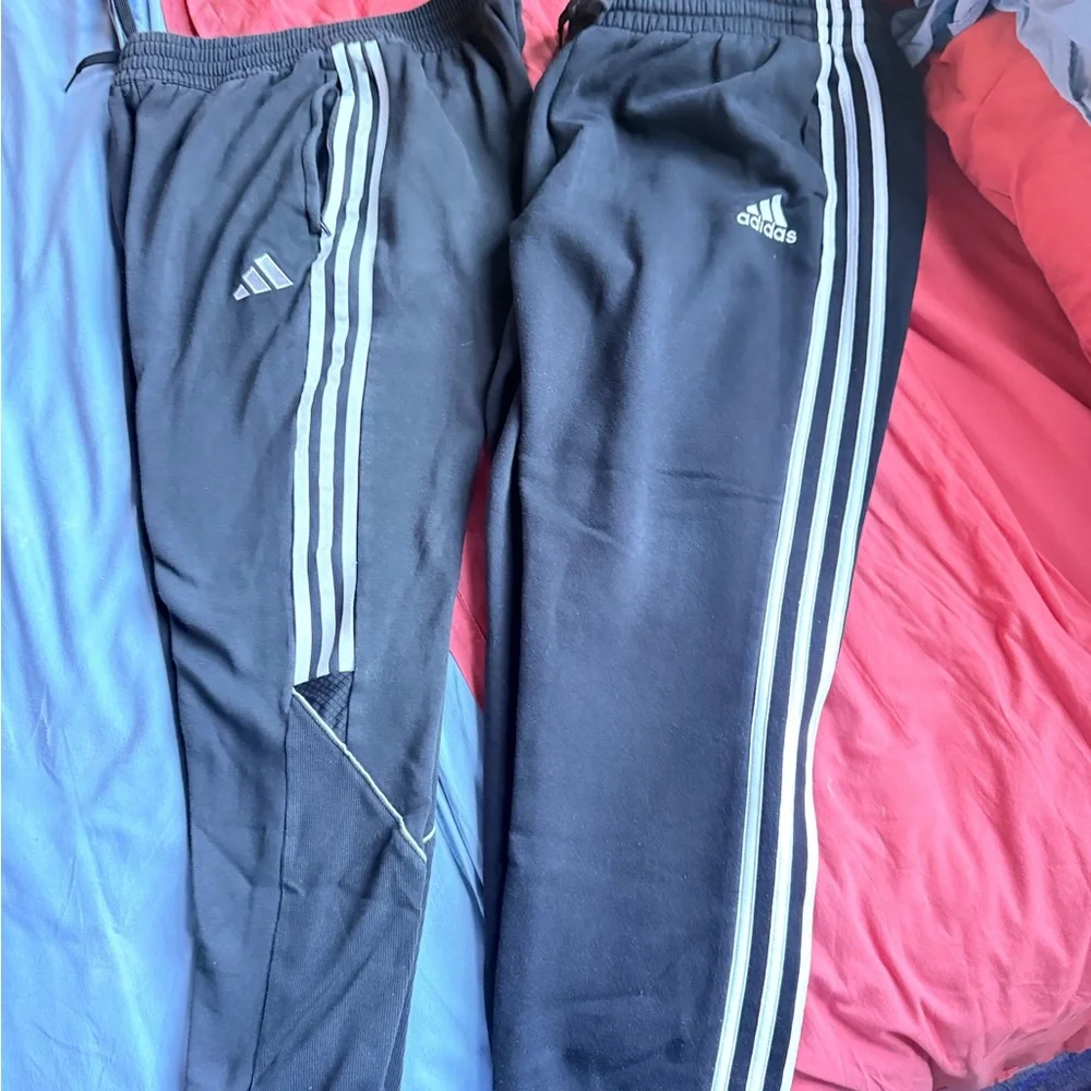 2 pair Adidas Black Track Pants - Picture 1 of 15